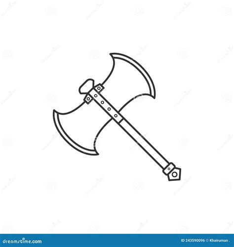 viking battle axe outline icon illustration  white background stock