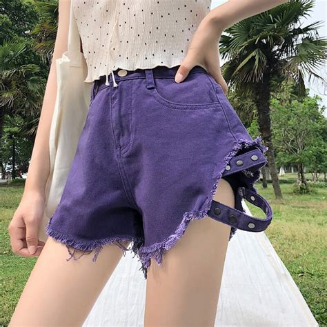 Summer Street Women Fashion Hot Tassel Denim Shorts Ladies Stonewashed