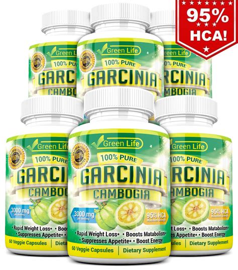 6 x bottles 360 capsules 3000mg daily garcinia cambogia hca 95 weight