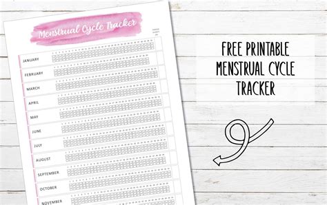 menstrual cycle tracker  printable home