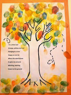 finger print fall tree  preschoolers   fall leaf poem