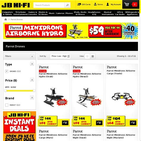 parrot minidrones massive discounts  cash   jb  fi hydrofoil    cash