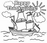 Coloring Mayflower Thanksgiving Pages Popular Ship sketch template