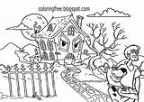 Coloring Graveyard Haunted Doo Scooby Ghost sketch template