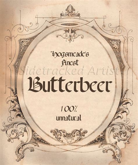 butterbeer label digital image sidetracked artist