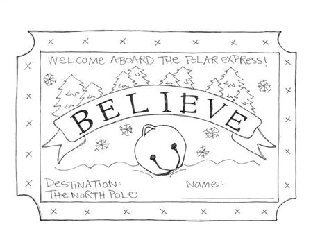 polar express ticket coloring page
