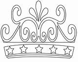 Crown Coloring Princess Printable Birthday Simple King sketch template