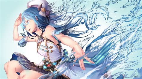 Download 1920x1080 Anime Girl Smiling Water Splash Aqua