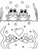 Coloring Pages Frog Valentines Valentine Cute Kids Fish Adult Couples Printable Color Print Frogs Printables Sheets Pants Colouring Smarty Fun sketch template