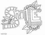 Coloring Pages Printable Smile Doodle Word Color Alley Inspirational Quotes Words Colouring Kids Sheets Adult Print Quote Book Da Positive sketch template