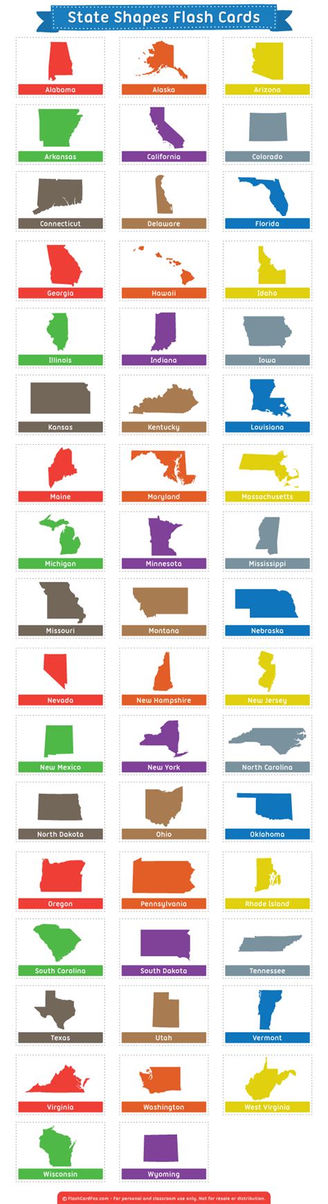 printable state shapes flash cards