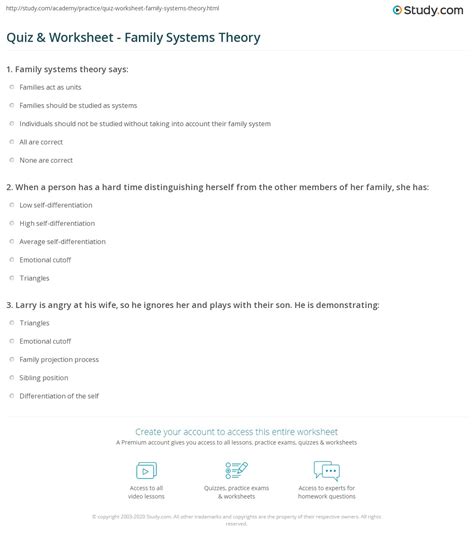 quiz worksheet family systems theory studycom