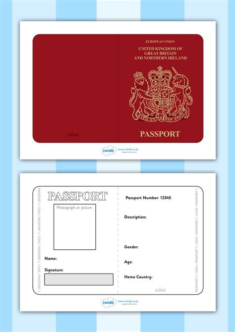 passport  printable  printable templates