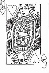 Queen Hearts Coloring Pages Cards Deck Card Playing King Colouring Clip Heart Template Drawing Color Sheets Clipart Clker Wonderland Alice sketch template