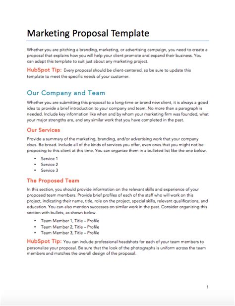 marketing project proposal template