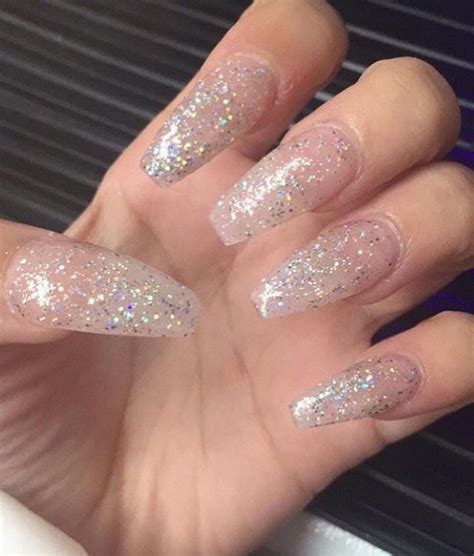 Pin By Sweetandsour On N A I L S Clear Glitter Nails Coffin Shape
