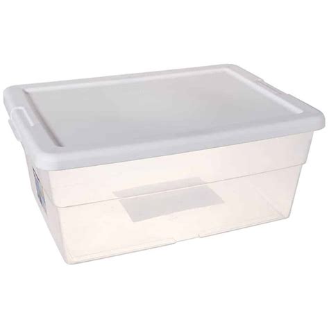 sterilite  quart basic clear storage box wwhite lid healthier