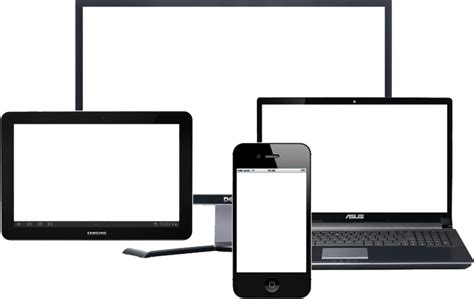 multiple transparent devices assorted digital device icon illustration