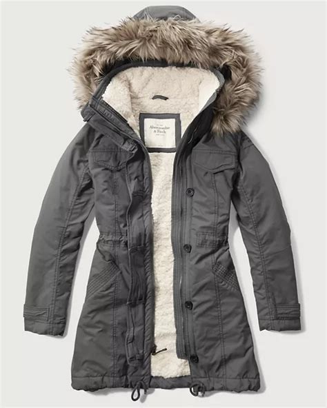 Womens Aandf Sherpa Lined Military Parka Womens Outerwear And Jackets