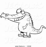 Crocodile Crocs Upright Outlined Toonaday Vecto sketch template