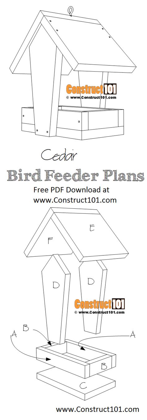 cedar bird feeder plans   construct bird feeder
