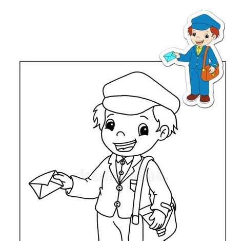 coloring book   works  mail carrier stock illustration