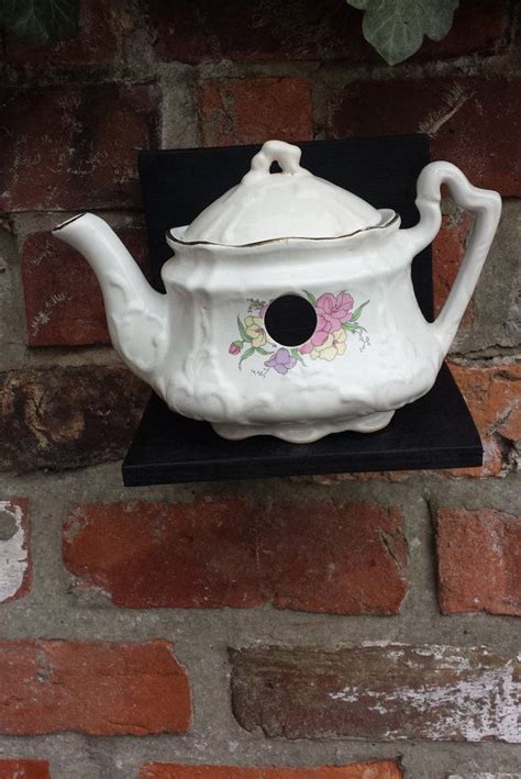 teapot bird house ceramic nest box bird lovers gift