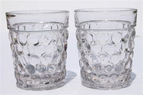 Thousand Eye Pattern Clear Bubble Glass Tumblers Vintage Drinking Glasses