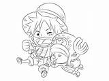 Luffy Chopper Chibi Coloring Pages Piece Printable Anime Categories sketch template
