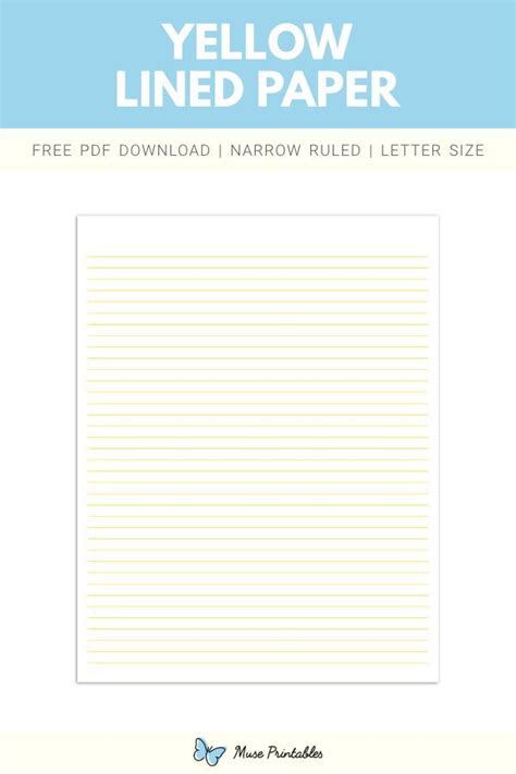 printable yellow lined paper narrow ruled paper template