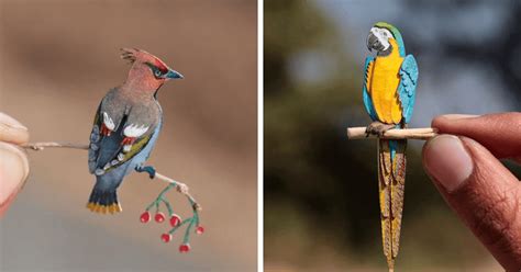 artists spend entire year creating miniature paper birds