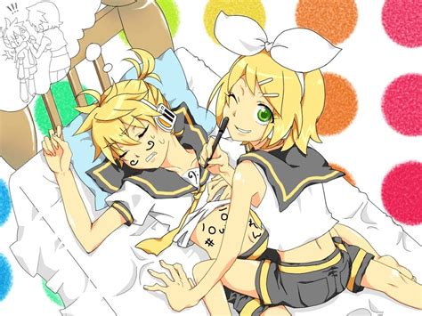 kagamine rin kagamine len and meiko vocaloid drawn by