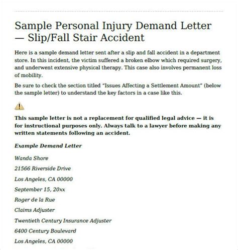 sample demand letter personal injury  document template