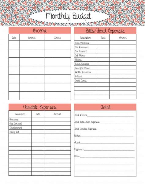 simple monthly budget template   template