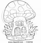 Mushroom House Drawing Coloring Clipart Houses Outlined Fence Wooden Illustration Pages Vector Royalty Visekart Colouring Mushrooms Print Illustrations Clipartof Printable sketch template