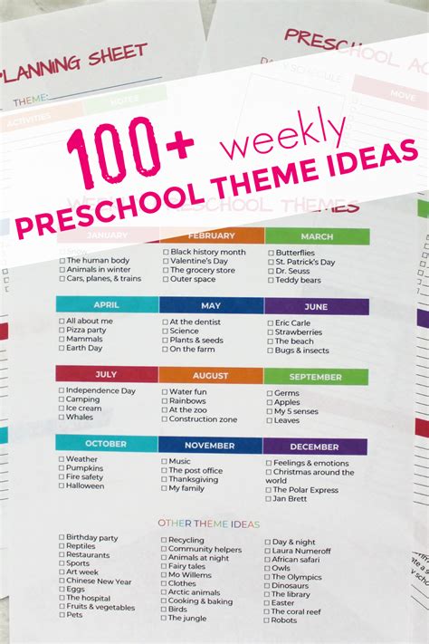 preschool theme list   ideas  weekly preschool themes