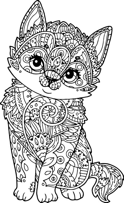 adult mandala cat puppy coloring page wecoloringpagecom