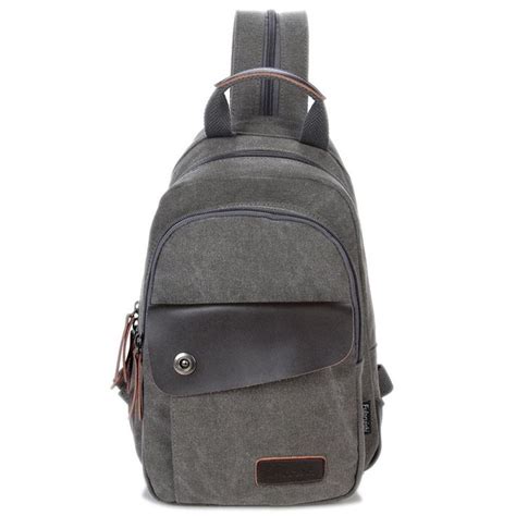 multifunction unisex chest pack male canvas shoulder backpack baggrey   awesome image