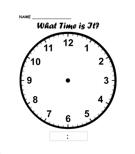 printable clock templates   word  format