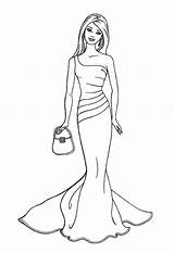 Coloring Pages Girls Fashion Princess Model Barbie Gown Beautiful Printable Sheets Kids Wear Night Girl Mermaid Ages Print Under Birthday sketch template
