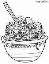 Coloring Pages Food Spaghetti Noodles Doodle Alley Noodle Meatballs Printable Color Sheets Template Print Simple Kawaii Popular Choose Board Mediafire sketch template
