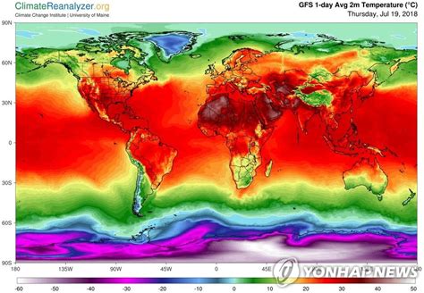 오늘의 기후 지도서 벌겋게 불타는 지구 연합뉴스