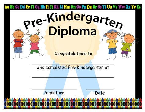 pre kindergarten diploma  printable  calendar printable