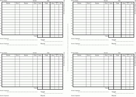 printable archery score cards printable word searches