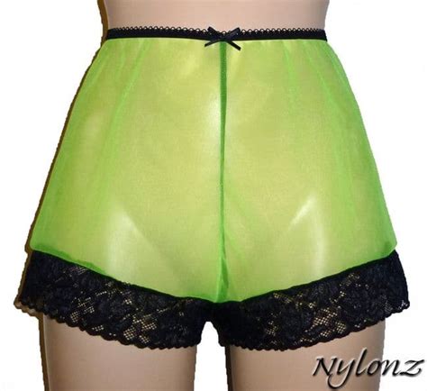 see thru sheer gusset nylon french knickers green