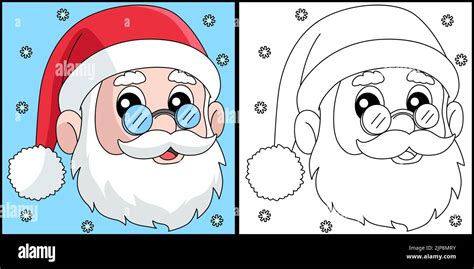 christmas santa head coloring page illustration stock vector image