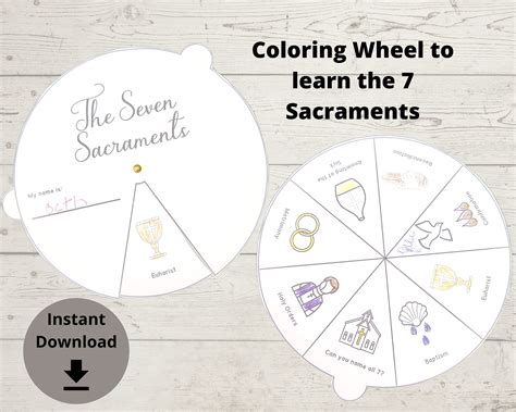 sacraments coloring wheel sunday school activity church etsy