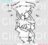 Clip Businessman Frazzled Holding Outline Head Illustration Cartoon His Royalty Vector Toonaday sketch template