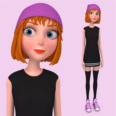 3d model cartoon rigged girl c46