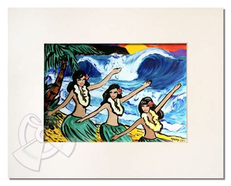 ハワイの絵画 サーフアートの通販サイト ハワイの絵画 three hula girls （8 x 10 ） by drew toonz
